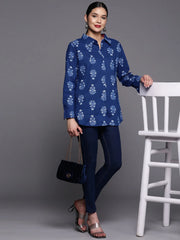 Royal Blue Floral Printed Tunic-AHTUCOKHGL-8080