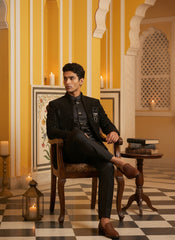 Men’s Embroidered Indo-Western Set ( 50JIND 132Black S )