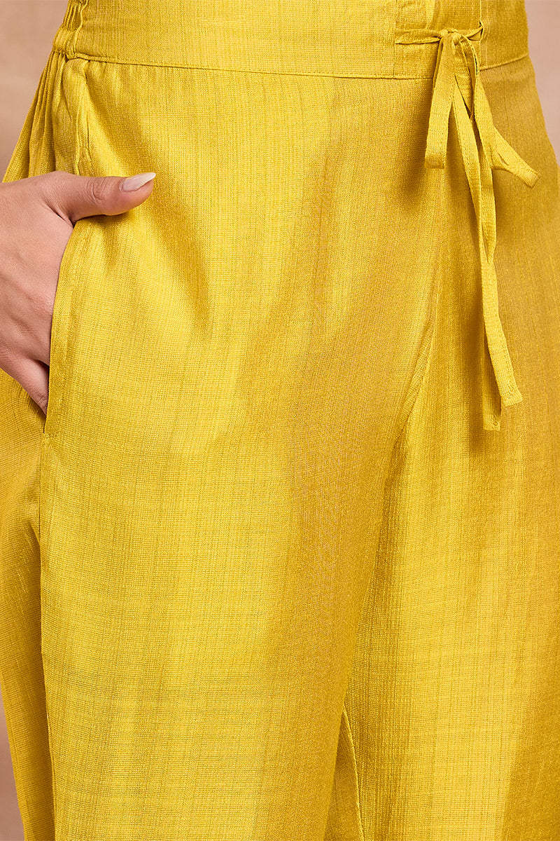 Yellow  Floral Printed Straight Kurta Trouser With Dupatta VKSKD3209