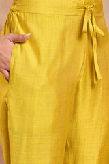 Yellow Poly Silk Floral Printed Straight Kurta Trouser With Dupatta VKSKD3209
