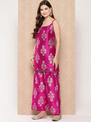 Pink Printed Kurti with Palazzos & With Dupatta-AHTUPZDU-COMBO-829-ICH