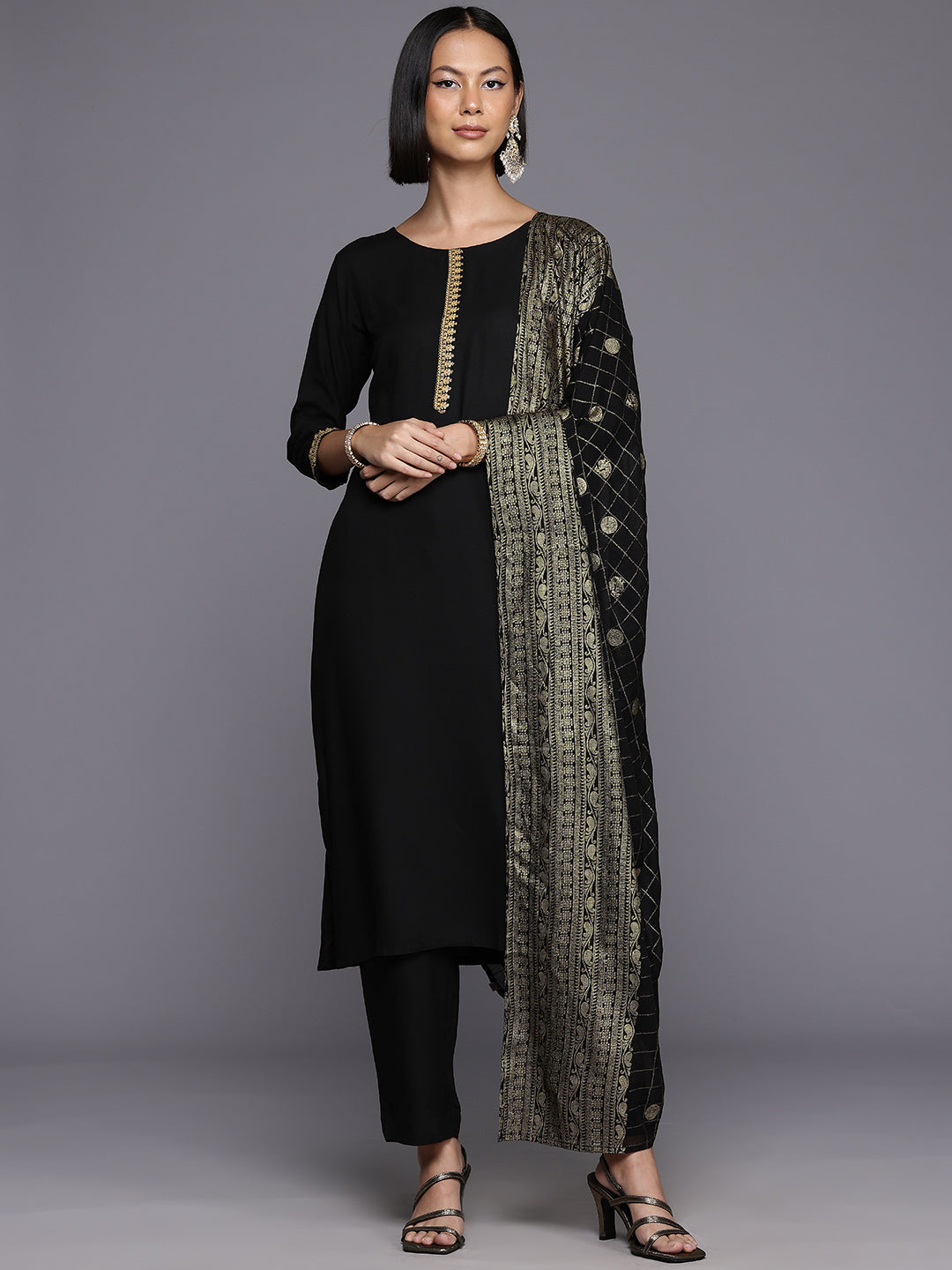 Ethnic Yoke Kurta Set with Dupatta | Indian Kurta Sets