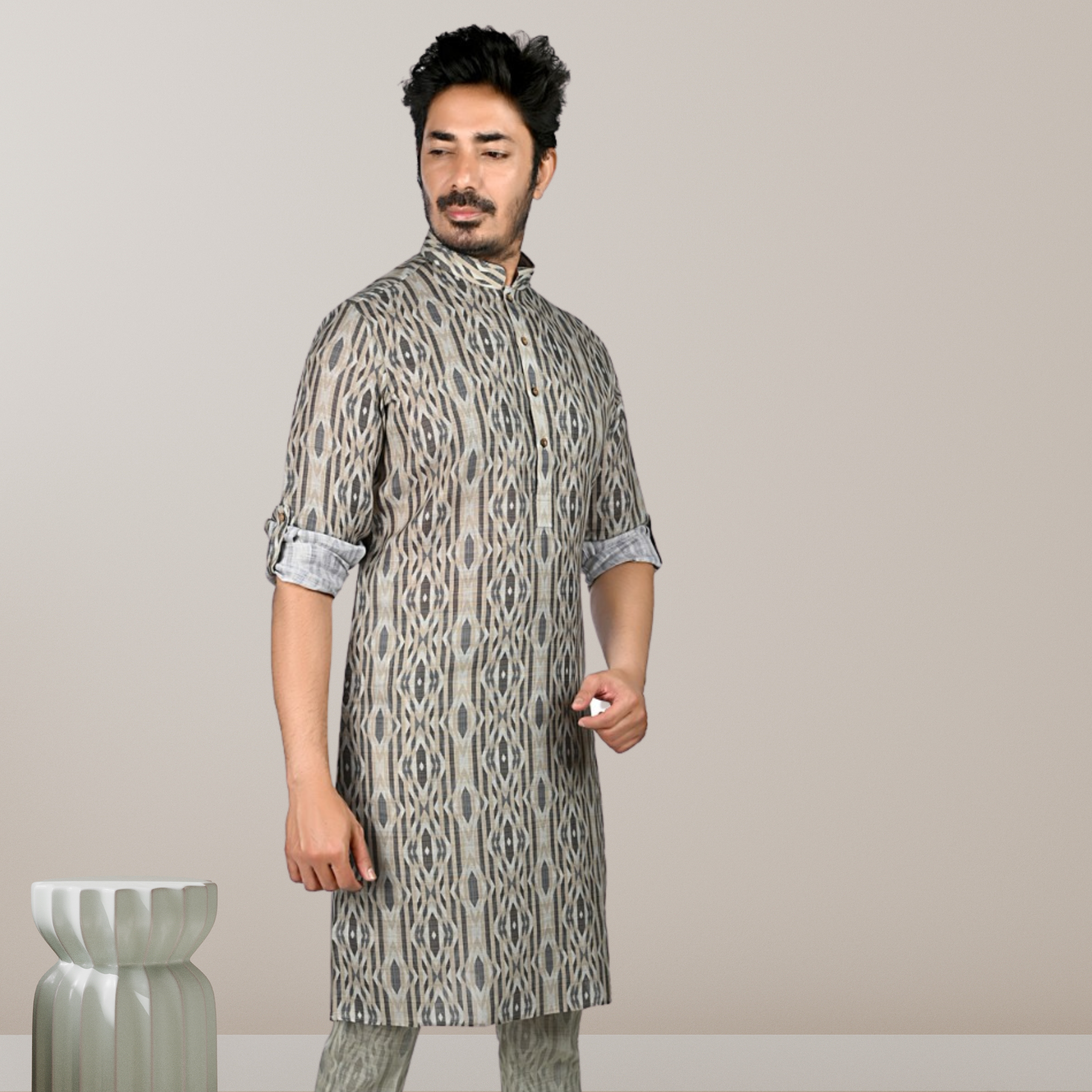 Cotton Kurta for Men - Multicolor | KPPR12295G | DesiQlo
