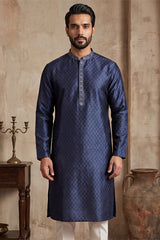 Blue Jacquard Woven Design Straight Kurta With Trouser MKSET2227