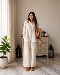 Stylum Women's White Solid Rayon Slub Co-Ord Set (CSOFFWHITESIDAN)