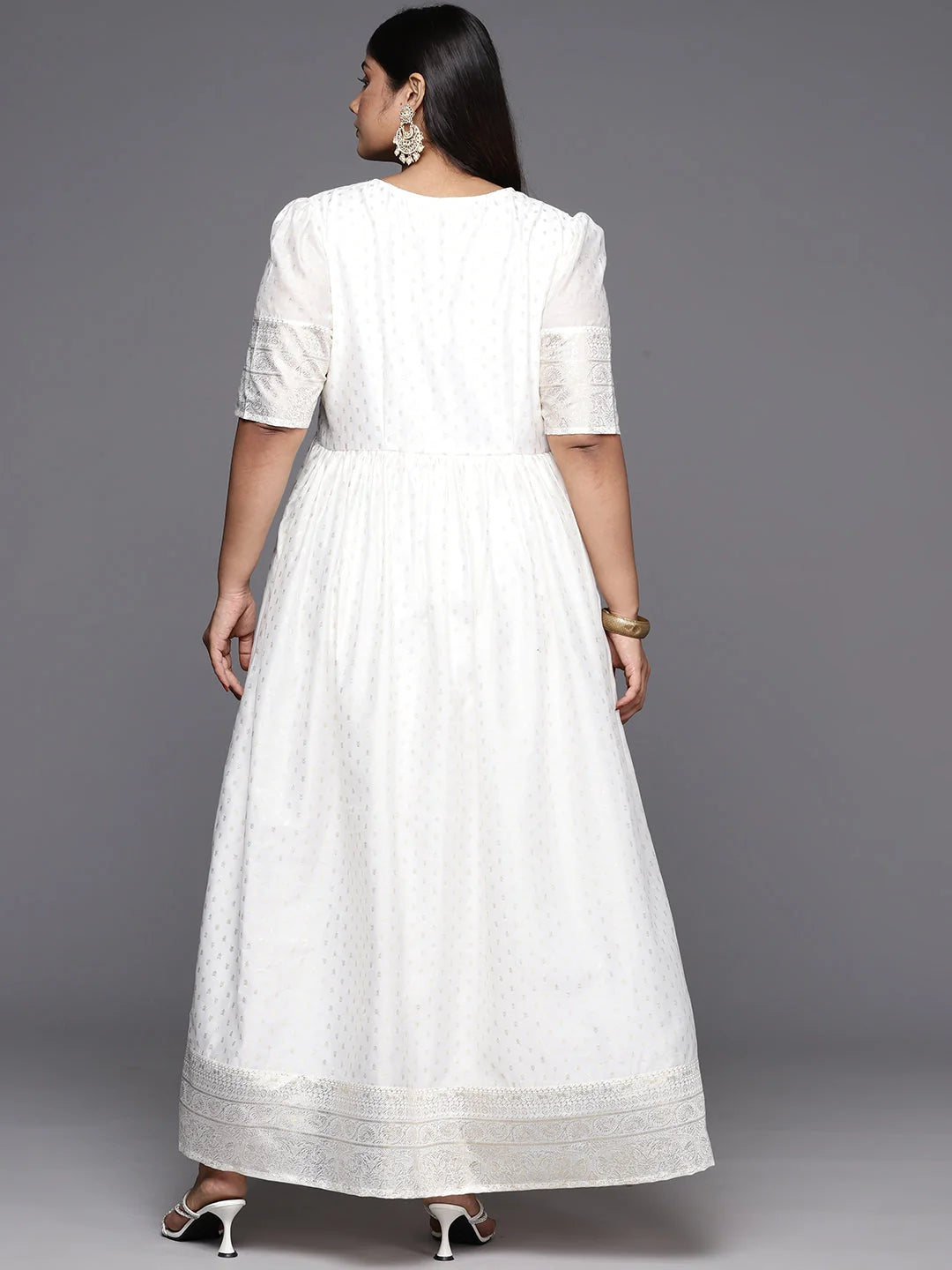 Off White Printed Plus Size Maxi Dress | Indian Dresses