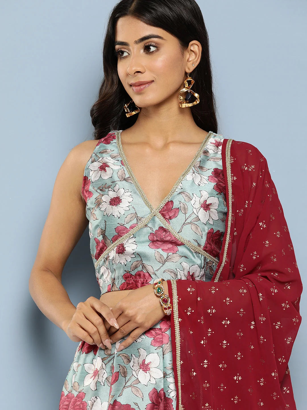 Blue Floral Lehenga Choli | Ready to Wear Women's Lehenga Set