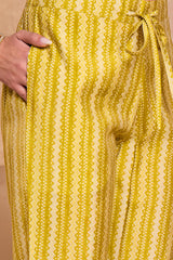 Silk Blend Ethnic Motifs Printed Yellow Kurta And Trousers With Dupatta PKSKD3232