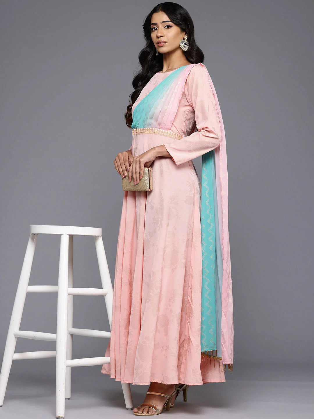 Floral Boat Neck Maxi Gown - Shop Indian Cotton Dresses