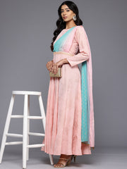 Floral Printed Boat Neck Layered Maxi Gown-AHEDCRFP-243