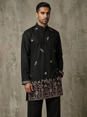 Japanese Fabric Embroidered Kurta ( 65KO 5596Black )