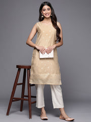 Tan & Gold-Toned Geometric Printed Kurta-AHTUCHFP-8106