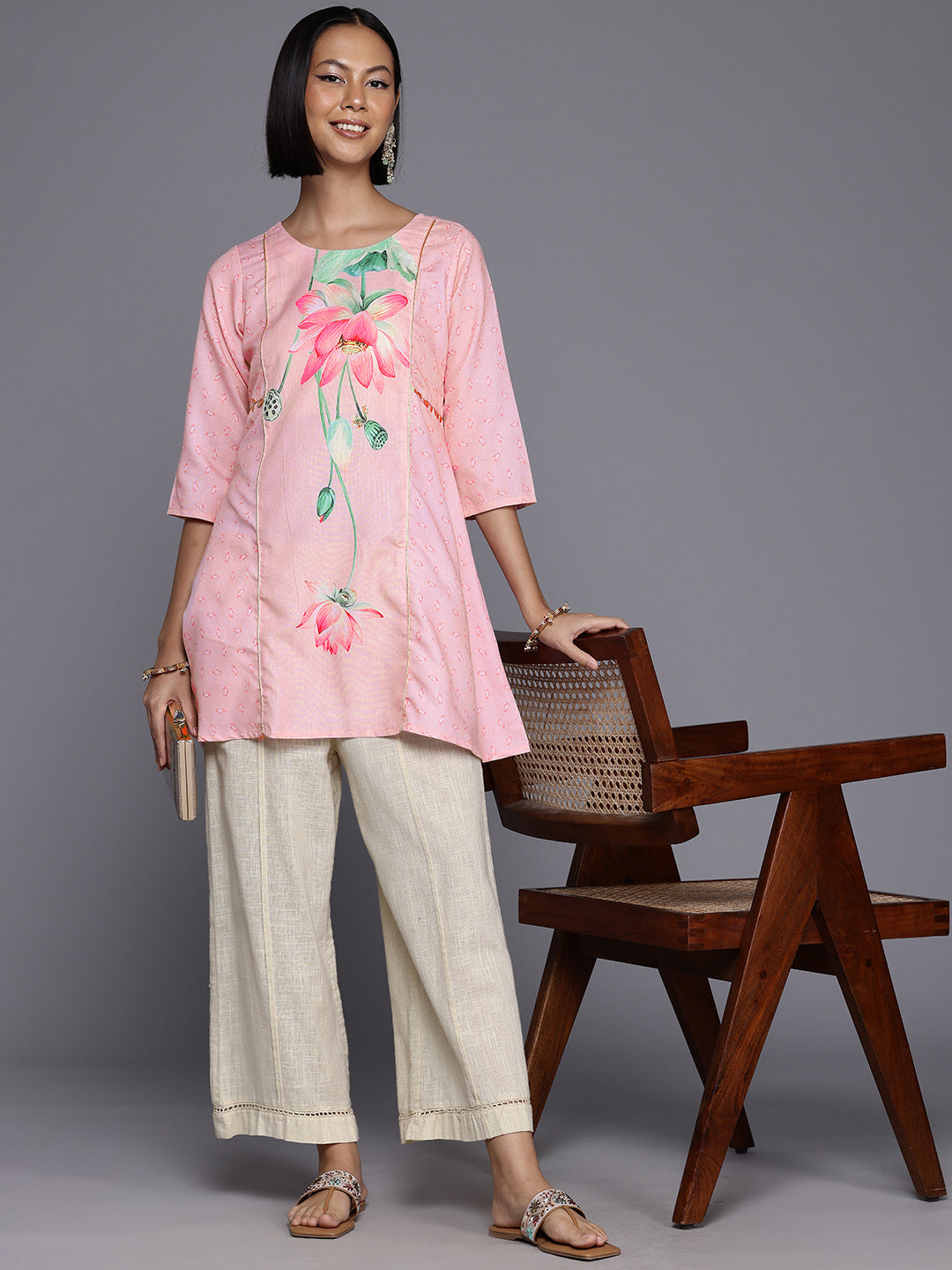 Floral Printed Tunic Top - Women's Indian Kurtis Online