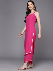 Pink Gotta Patti Kurta With Palazzos & Dupatta-AHKUDUPZ-COMBO-712