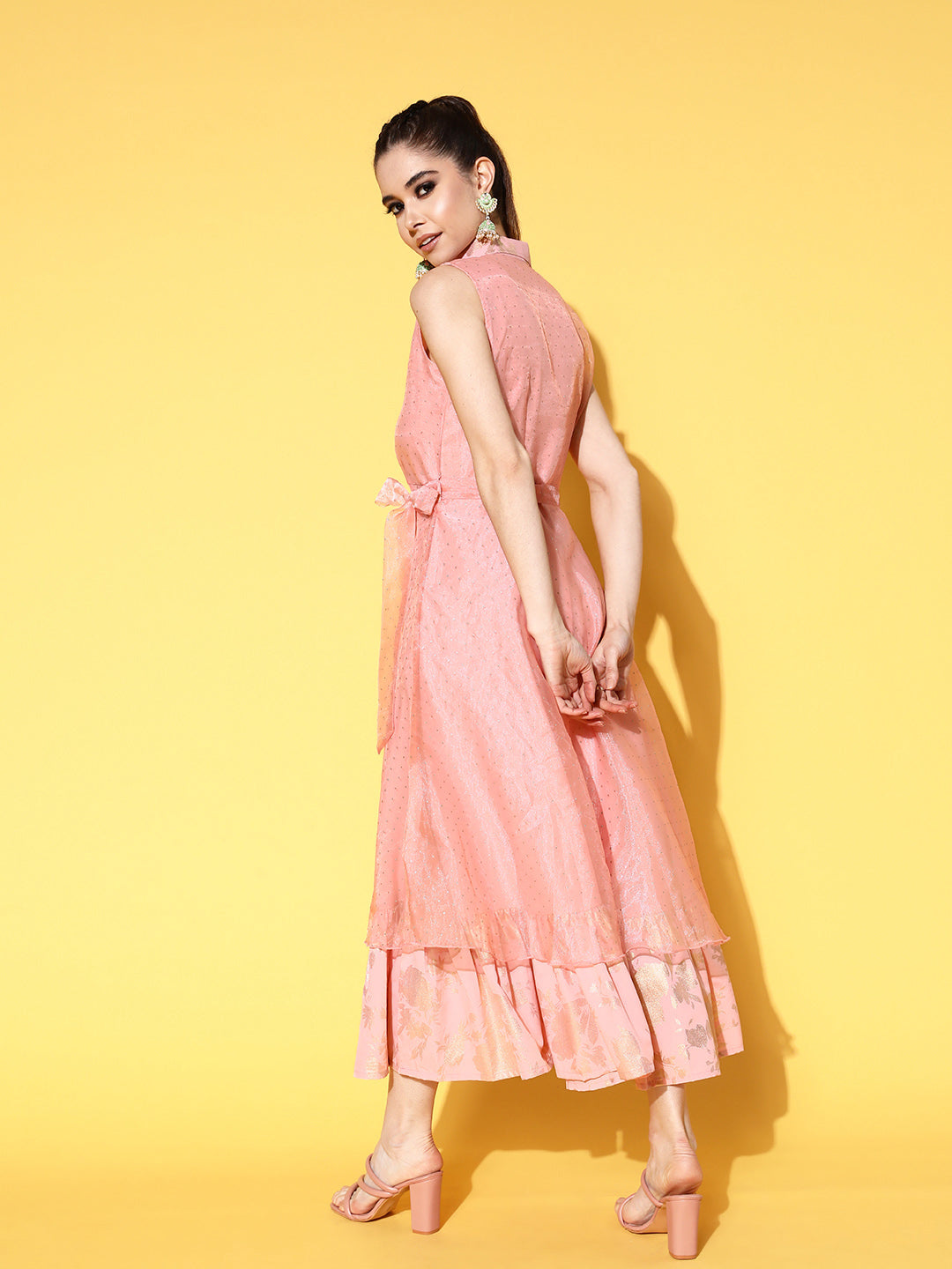 Rose Gold Organza Dress | Elegant Indian Dresses Online