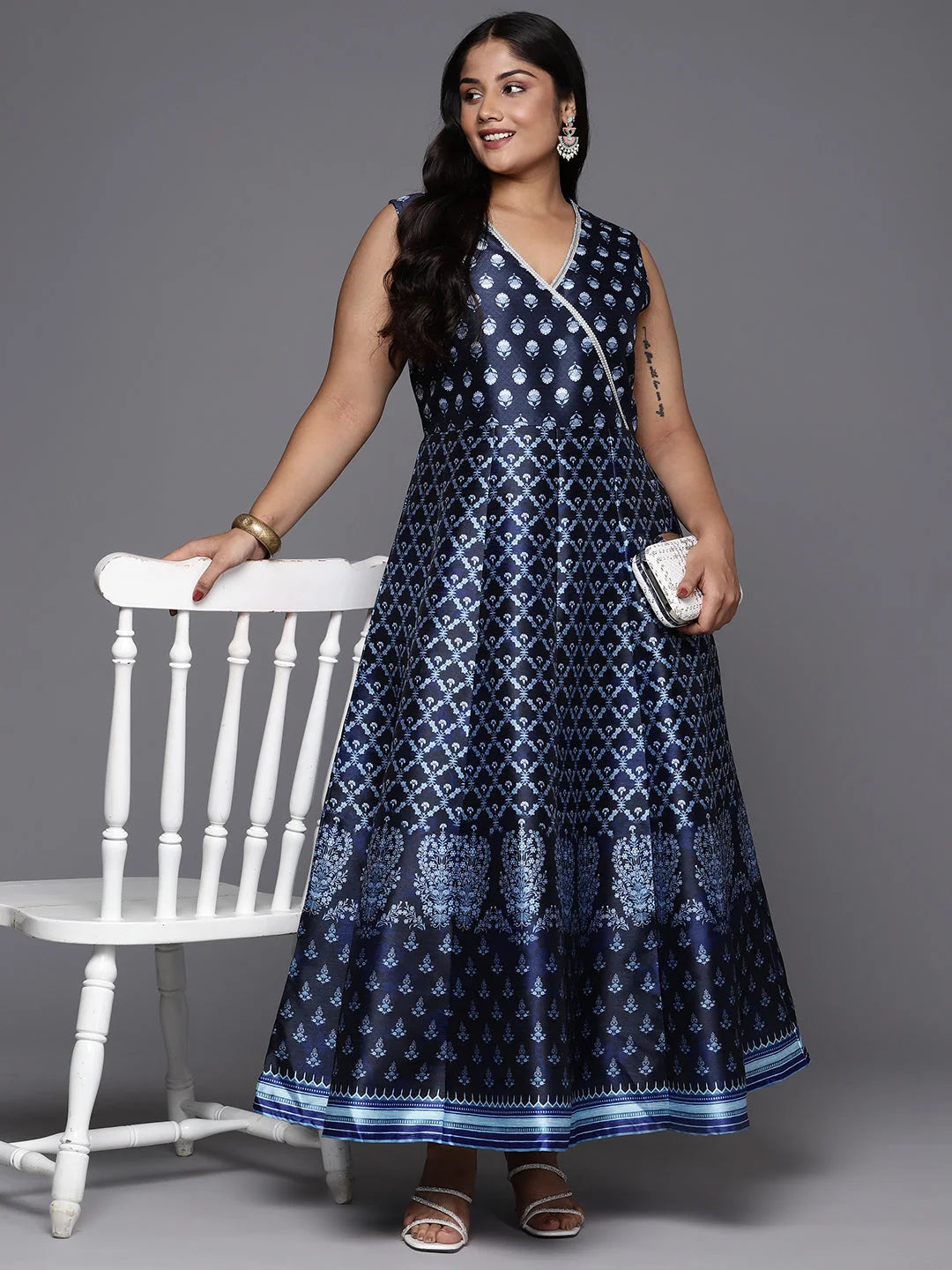 Blue Plus Size Maxi Dress | Indian Dresses Online