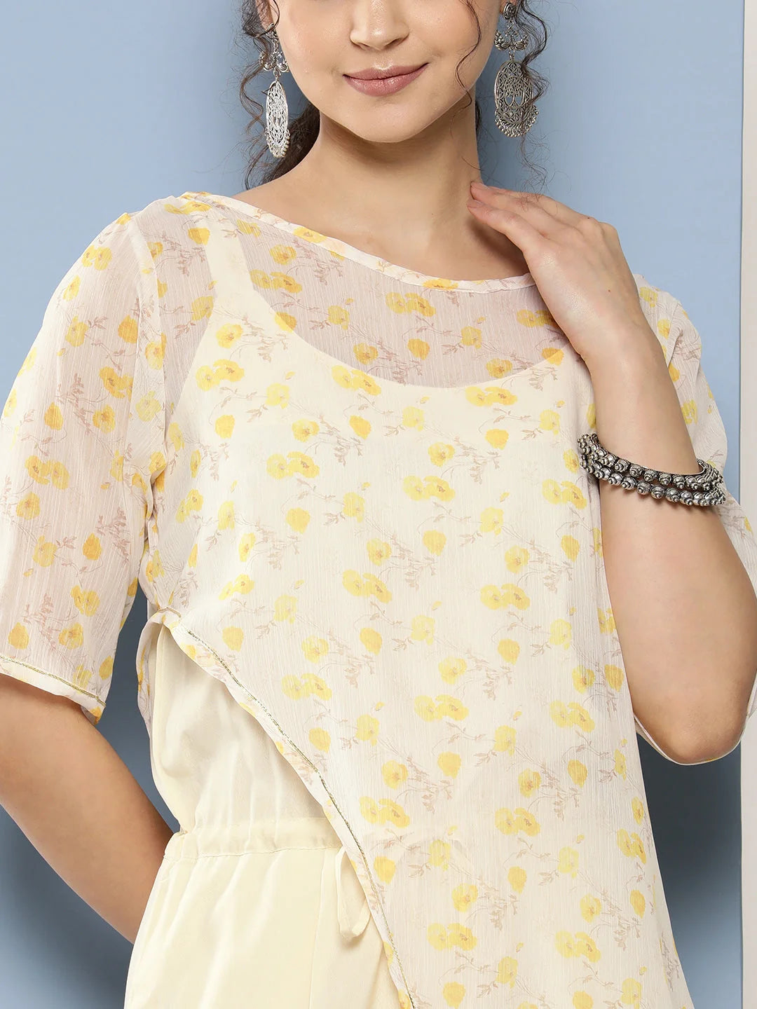 Off White Printed Jumpsuit - Casual Jumpsuits For Women