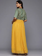 Ethnic Motifs Printed Maxi Gown with Shrug-AHEDJK-COMBO-1003