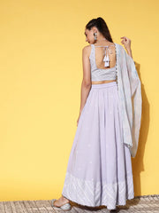 Blue & White Printed Ready to Wear Lehenga & Blouse With Dupatta-AHTPDUSK-COMBO-547-FF