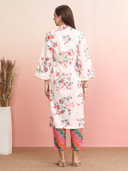 Women Floral Printed Regular Sequinned Kurta with Trousers & With Dupatta-AHKUPTDU-COMBO-957