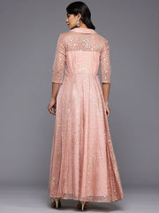 Polka Dots Printed Maxi Wrap Ethnic Dress-AHEDNTFP-251