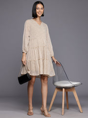 Women Polka Dot Printed A Line Dress-AHDRCFFLP-1