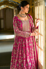 Pink Georgette Embroidered With Hand Work Gown With Dupatta VKSET1542