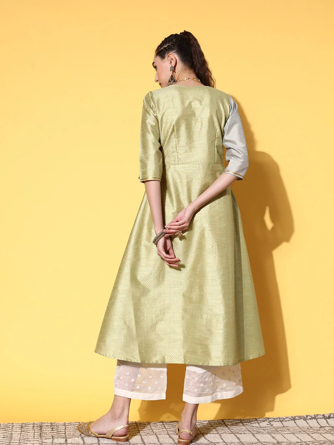 Green Tie-Up Kurta | Modern Indian Kurtis for Women