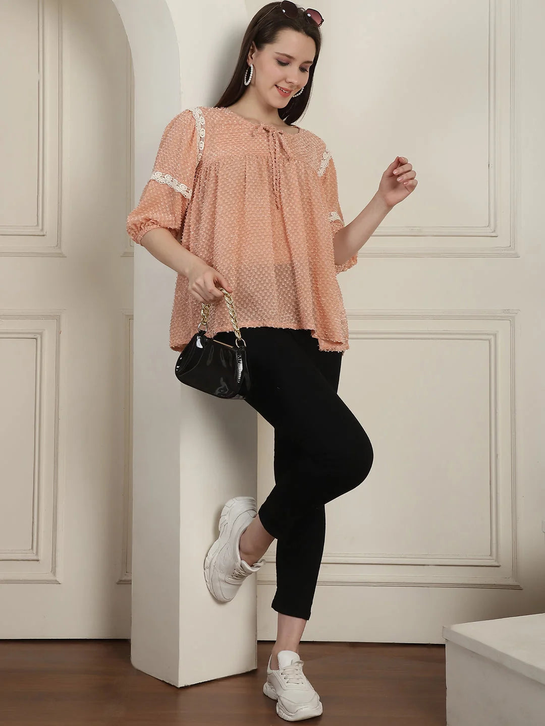 Peach Peplum Top - Women's Blouses and Women's Shirts
