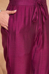 Purple Floral Printed Kurta With Trousers And Dupatta PKSKD3228