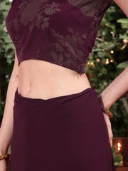 Burgundy Ruffled Poly Georgette Ready to Wear Saree-AHSRBL-SET-27-FF