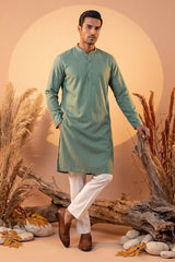 Green Silk Blend Solid Solid Kurta With Trousers MKSET2221