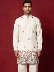 Japanese Fabric Embroidered Kurta ( 65KO 5596White )