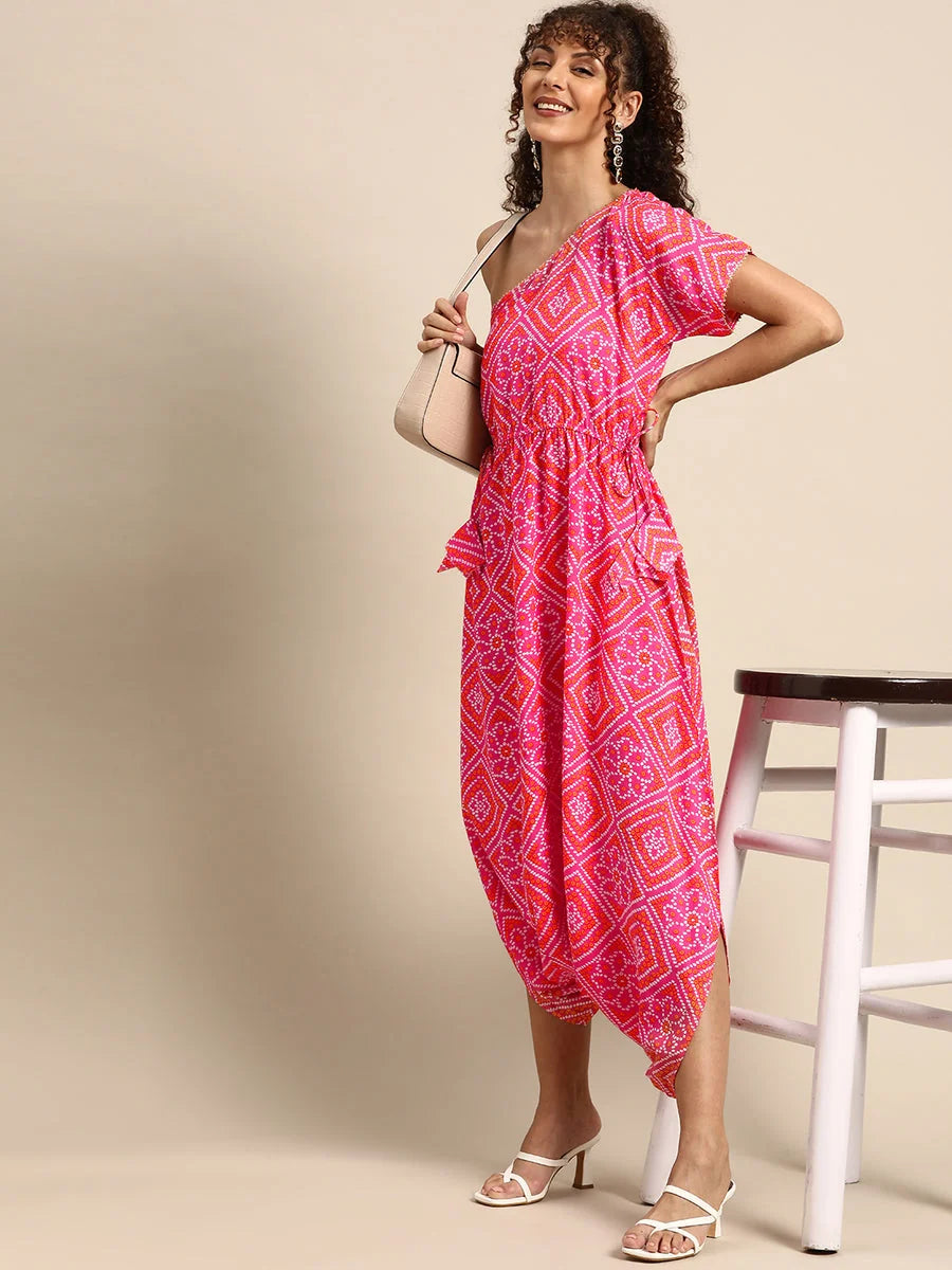 One Shoulder Pink Dhoti Jumpsuit | Chic Women's Tops