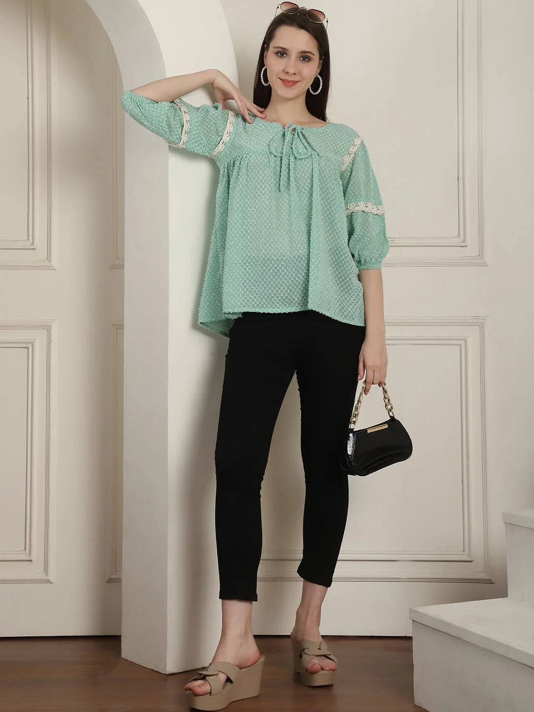 Green Peplum Top - Women's Shirts and Women's Blouses