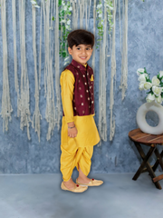 Chanderi Dhoti Kurta Set for Boys - Purple | BR23DK46PRB