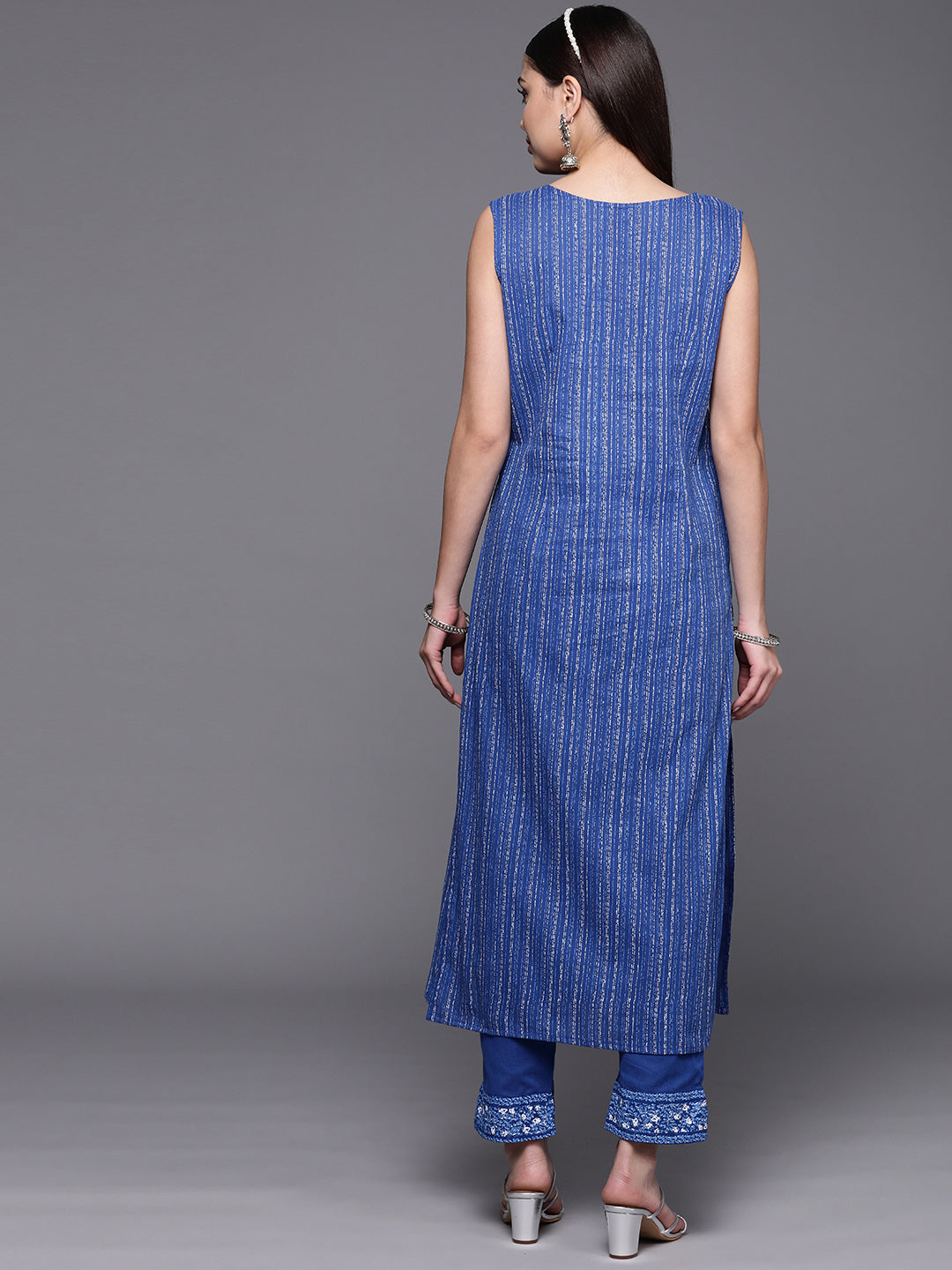 Blue Floral Cotton Kurta Set | Women's Cotton Kurta Sets