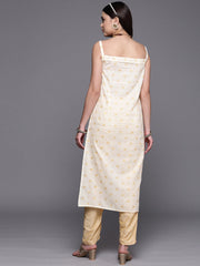 Off White Pure Cotton Printed Kurta-AHKUCOKP-971