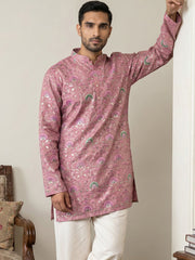 Silk Blend Foil Print Kurta ( 65KO 5587Purple )