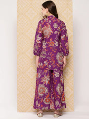 Purple Floral Printed Ethnic Tunic with Palazzos-AHTUPZ-Combo-831-ICH