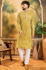 Yellow Viscose Rayon Shibori Embroidered Straight Kurta MKU1415