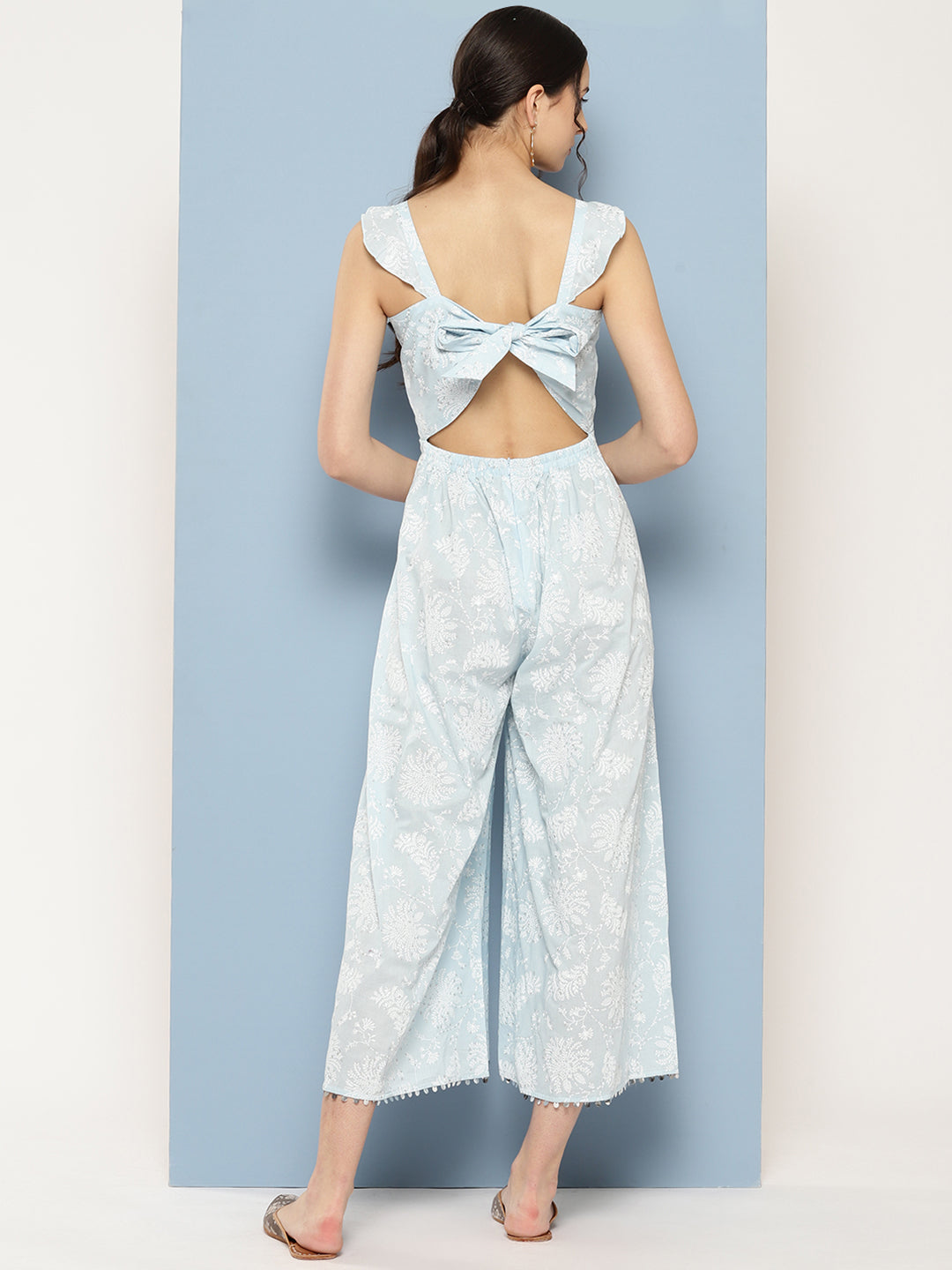 Blue Printed Cotton Jumpsuit: Trendy Women's Jumpsuit Sets