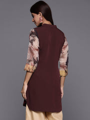 Brown & Gold Toned Printed Embellished Tunic-AHTUCHDP-8170