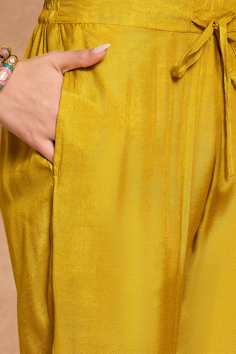 Yellow Viscose Floral Printed Straight Kurta Sets PKSKD3163