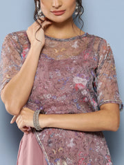 Mauve Floral Printed Waist Tie-Ups Jumpsuit-AHJSNTDP-39