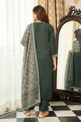 Green Cotton Blend Ajrakh Printed Straight Kurta Trousers With Dupatta PKSKD3066