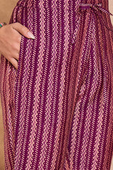 Purple Silk Blend Ethnic Motifs Printed Straight Kurta Trouser With Dupatta PKSKD3231
