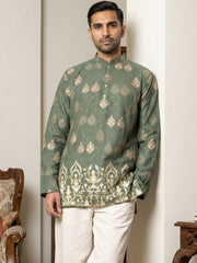 Men's Cotton Blend Printed Kurta ( 65KO 5590Olive ) [FF] [D-1]