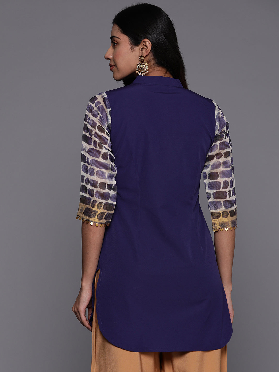 Navy & Gold Cotton Tunic Top | Indian Kurtis for Ladies