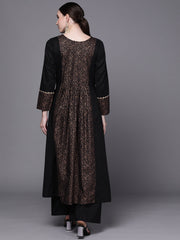 Black Floral Printed Pure Cotton Kurta with Palazzos-AHKUPZ-COMBO-550-FF